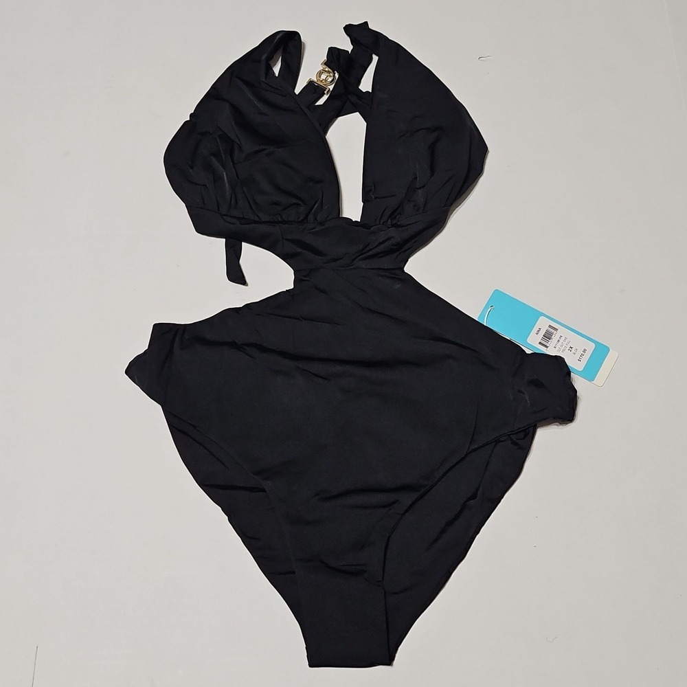 Beach Bunny Nina Cut Out 2XL Black One Piece Swimsuit B171061p6